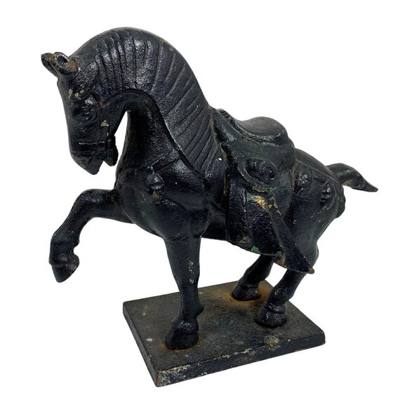 VTG Horse Sculpture Black Painted Decorative Statue Paperweight 2 LBS 1.1 OZ - Picture 2 of 8